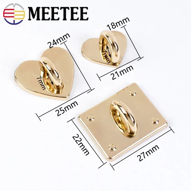 10/20Pcs Meetee Metal Heart D Ring Buckle Bag Side Clip Buckles Non-detachable Hook Clasp DIY Hardware Decoration Accessories