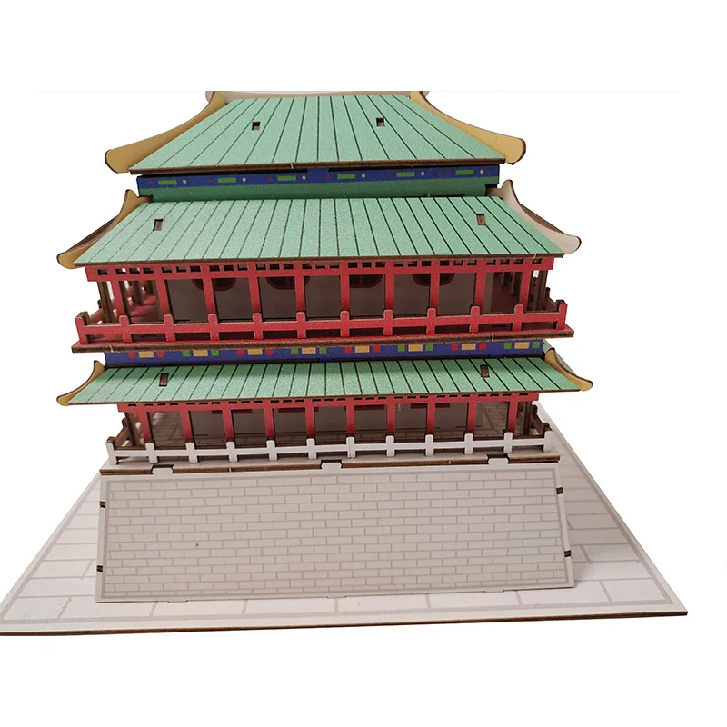 1pc Chinese Architecture Material Yueyang Tower Miniature Building Block Wooden Construction Assembly Model Kit Craft Ornament