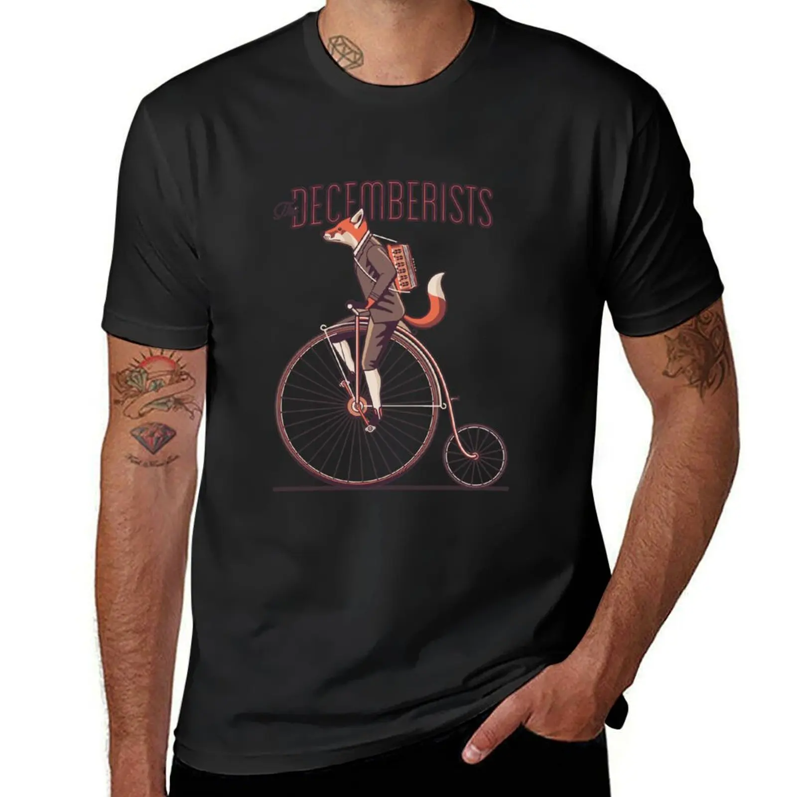 

The Decemberists Fox on the Bike graphic T-Shirt sports fans summer tops graphics mens graphic t-shirts hip hop