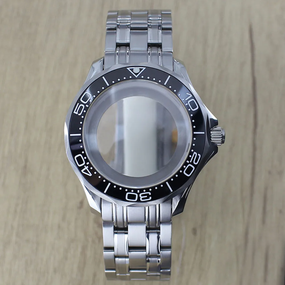 

41mm NH35 Watch Accessories Watch Case Strap Stainless Steel Sapphire for Seamaster NH35 NH36/34 Movt 30.5mm Dial Screw-in Crown