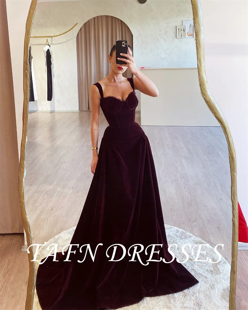 Tafn simples preto veludo formal vestidos de noite querida cintas varredura trem vestido de festa de casamento árabe feminino longo personalizado