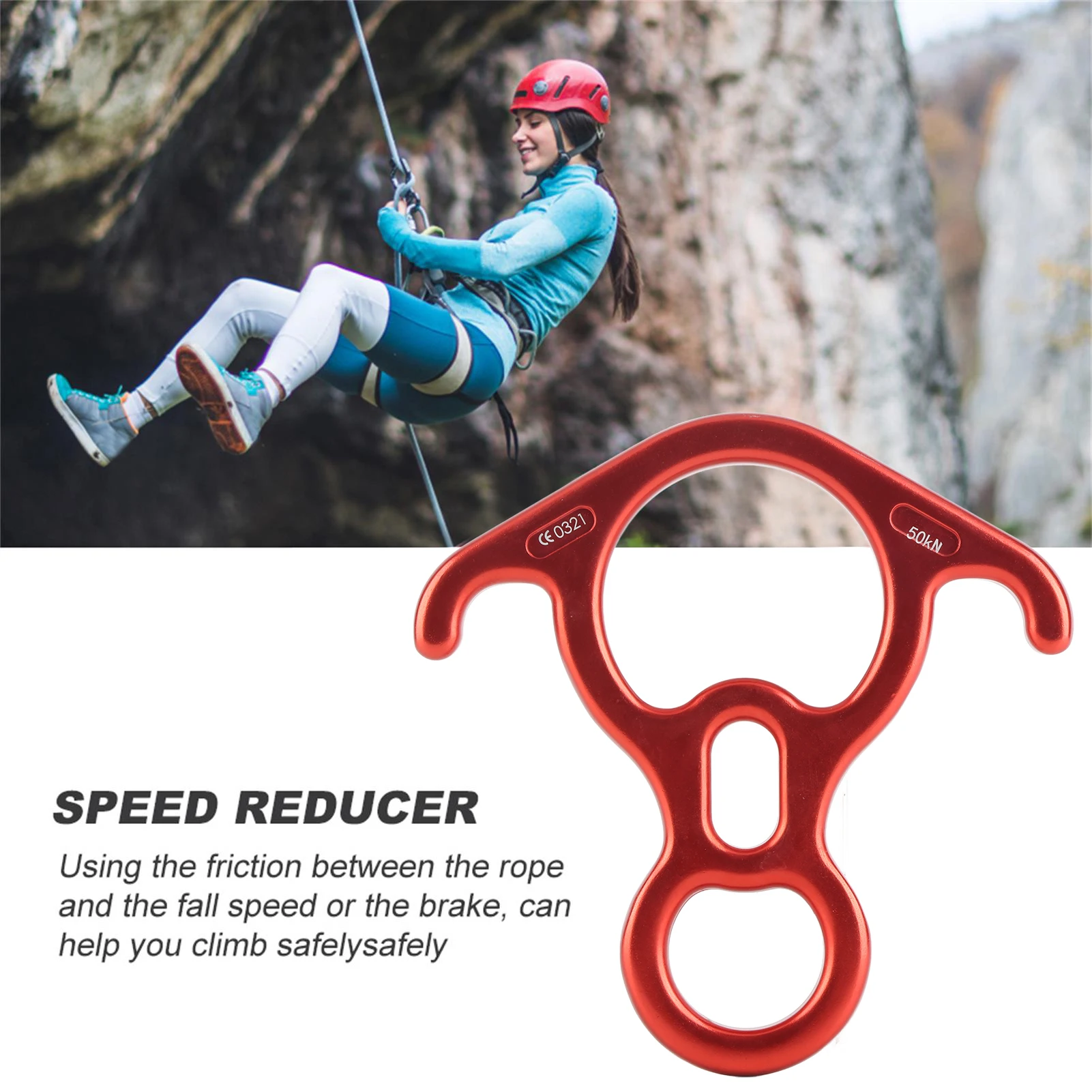 Descensor en Forma de 8 de 50 kN para Escalada en Roca, Equipo de Escalada, Descensor de 50 kN para Rappel, Descensor de Escalada en Forma de 8