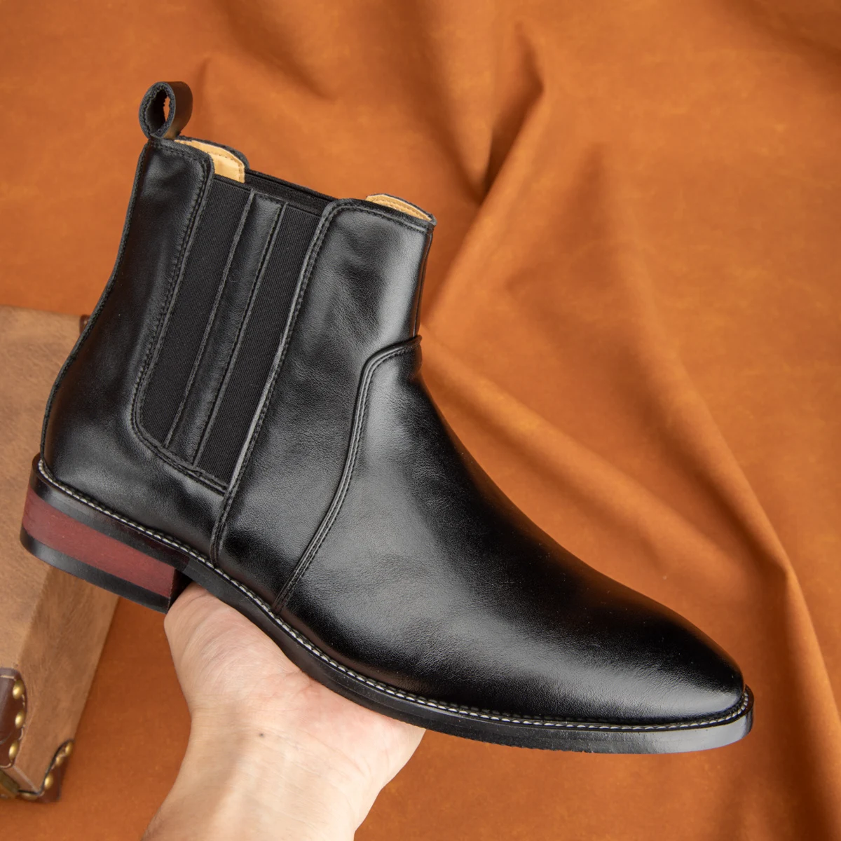 

New Chelsea Boots Men Shoes PU Leather Fashion Versatile Business Casual British Style Street Party Wear Classic Ankle Boots