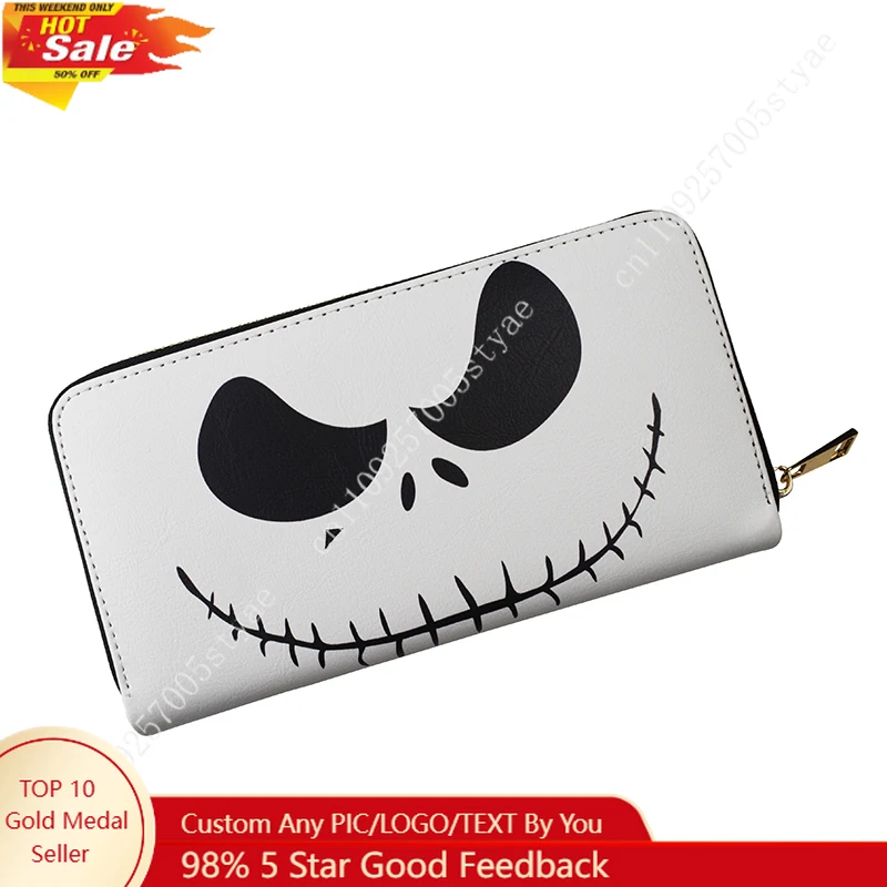 

Кошелек Disney The Nightmare Before Christmas для мужчин и женщин, кошелек на молнии с отделениями для карт, денег и монет, милый кошелек-клатч