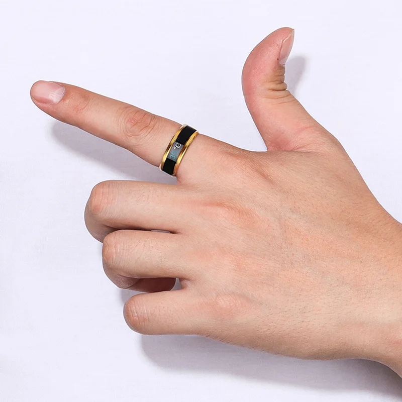 Temperatur-Ring aus Titanstahl, Stimmungsring, Gefühlssensorischer Intelligenter Ring für Damen und Herren, Modischer Wasserfester Schmuck – Detail 8