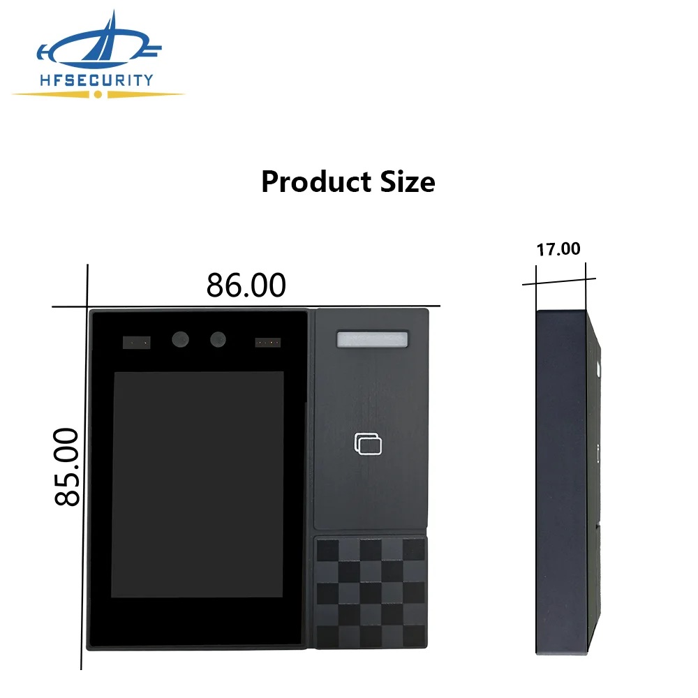 HFSecurity 86 Box Size SleekPro Linux Face Card Time Attendance Access Control Solution with Wiegand Relay Cable