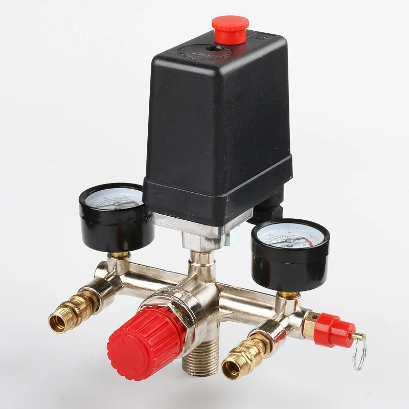 Promotion Air Compressor Pressure Pump Switch Control Manifold Relief Regulator 90-120psi Pressure Gauge Control Valve
