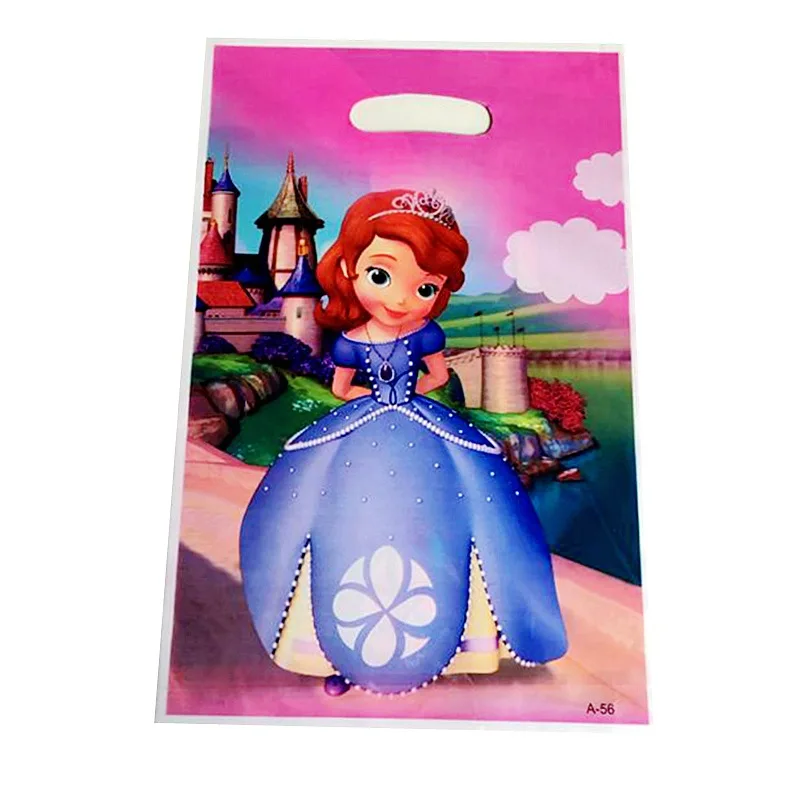 Sofia Theme Birthday Party Surprise Candy Snacks Decorate Children Girls' Favorite Plastic Handheld Gift Bag 10pcs/lot