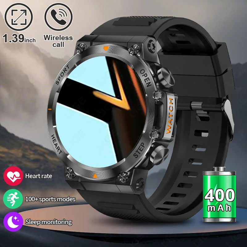 

LIGE 2025 Men's Smartwatch Wireless Call Outdoor Sports Fitness Ultra Long Battery Life 400mAh Compatible with Android iOS
