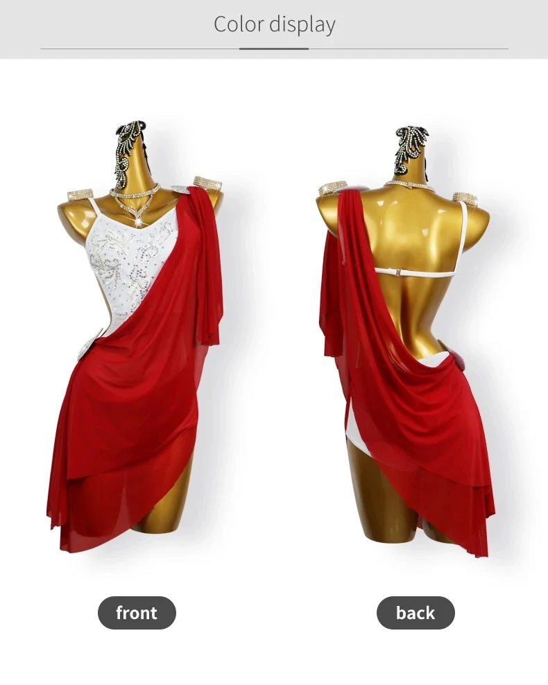 Lateinamerikanisches Tanzkleid, Sport-Party-Kostüm, Mädchen-Cabaret-Anzug, Ballkleid mit Fransen, elegante Damen-Wettbewerbskleidung, sexy Abendkleidung – Detail 5