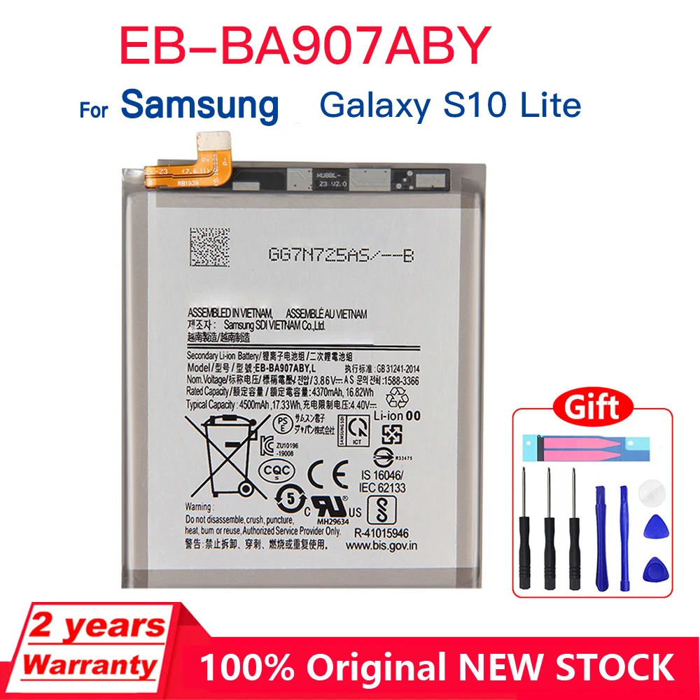 

Genuine 4500mAh Portable Battery EB-BA907ABY For Samsung Galaxy S10 Lite Replacement Mobile Phone Batteries+Tools