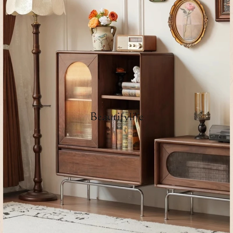 

Solid wood TV cabinet living room French retro small apartment display cabinet
