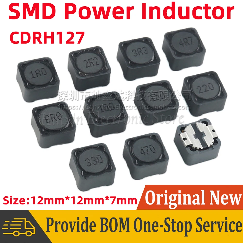 10pcs CDRH127 Shield Power Inductor SMT SMD Mode Inductance 1uh 1.5uh 2.2uh 4.7uh 10uh 15uh 33uh 150uh 47uh 68uh 1mH 12*12*7mm