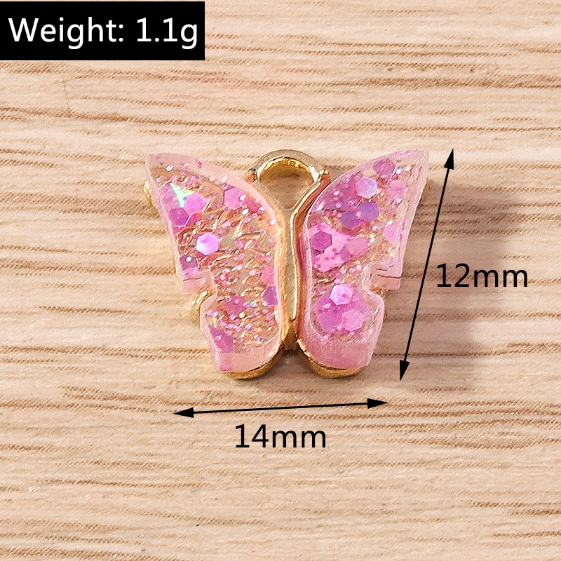 10pcs 14x12mm Cute Colorful Animal Butterfly Charms for Jewelry Making DIY Earrings Necklace Bracelets Handmade Crafts Supplies