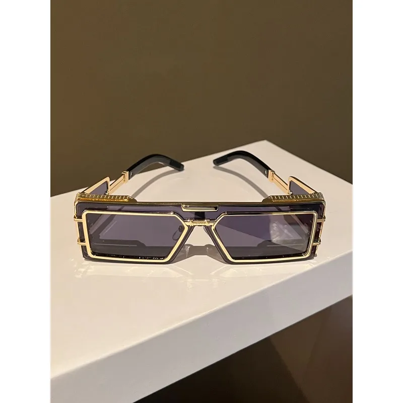European and American Retro Steampunk Style Large Frame Square Sunglasses Personalized Fashion Concave Sunglasses
