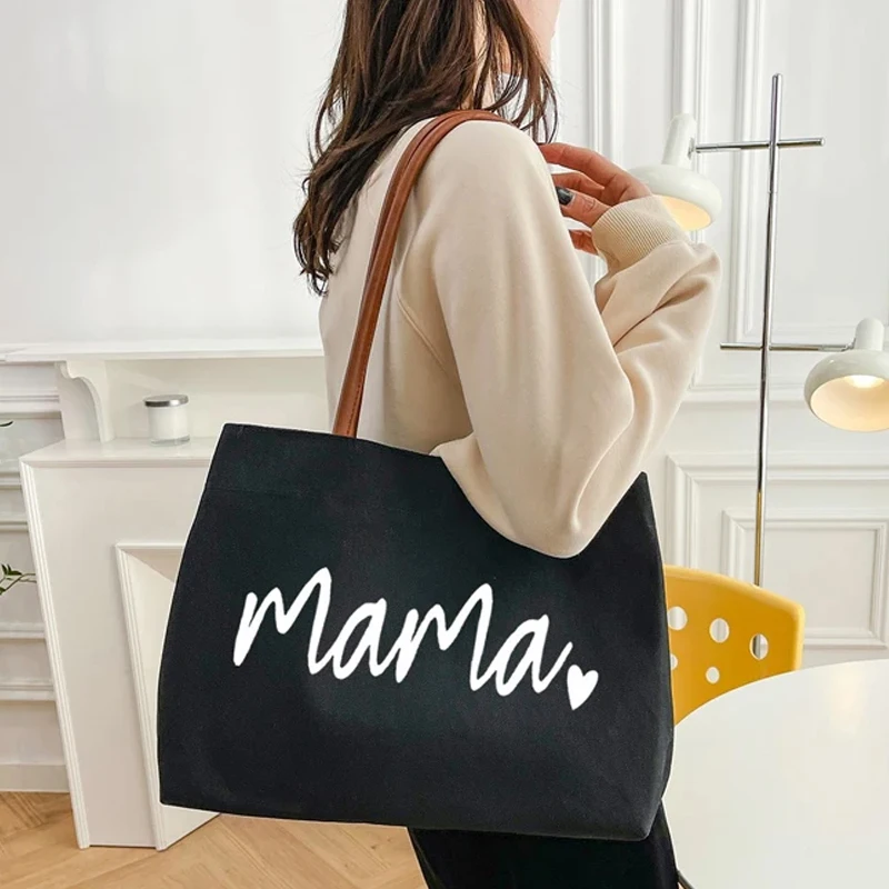 Mama Shoulder Bags Fashion Canvas Mommy Shopping Tote Bag Baby Care Large Capacity Outdoors Diaper Storage Handbag Mother Gifts