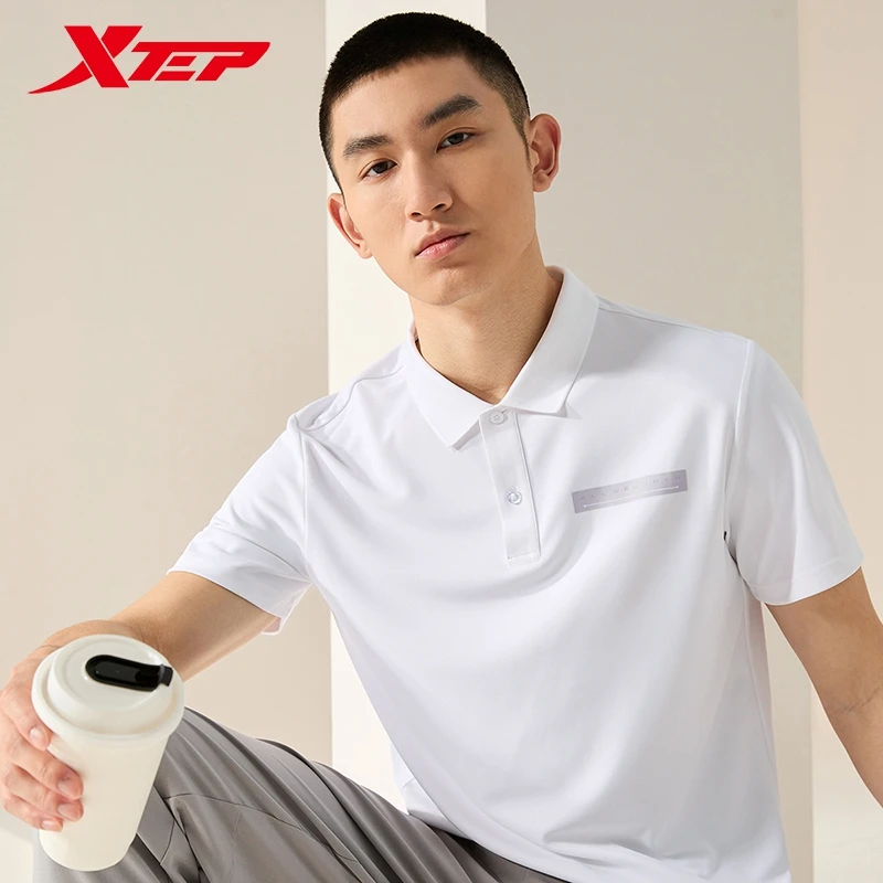 Xtep Short Sleeve Polo Shirt For Men 2024 Summer Normcore Men\'s T-shirt Everyday Soft Sweat-Absorbing Outdoor Tops 876229020016