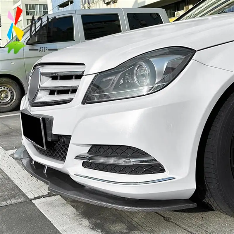 

A21F-Car Front Bumper Splitter Lip Diffuser Spoiler Cover Guard For Mercedes-Benz C-Class W204 2011-2014 Carbon Fiber Pattern Pa