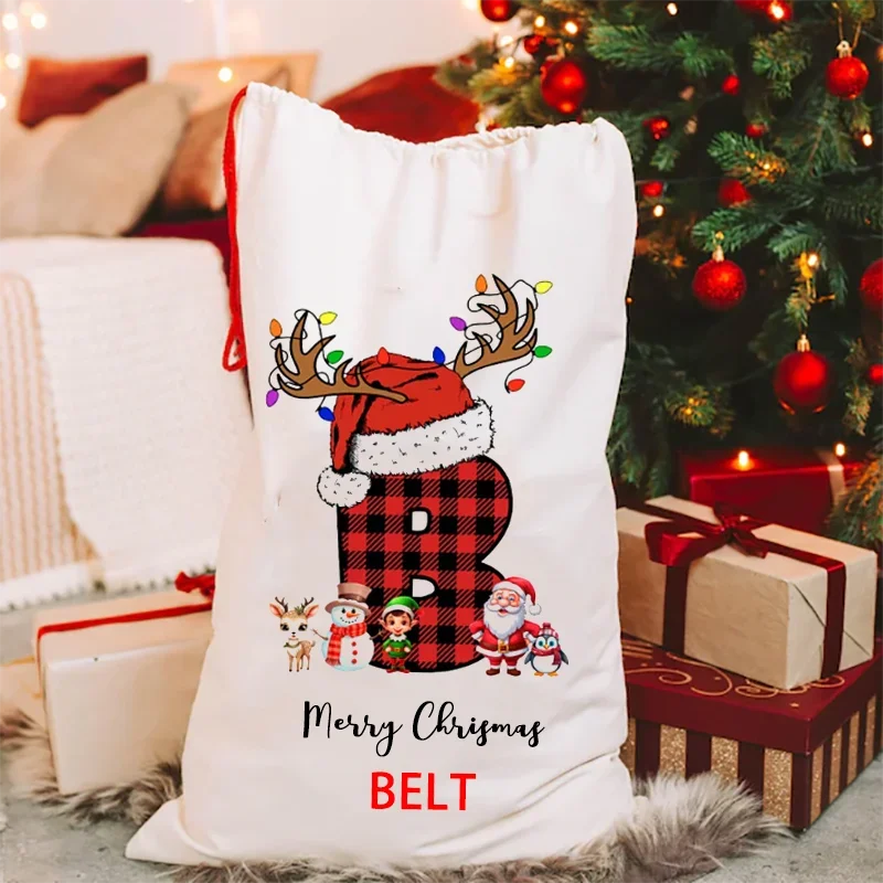 Custom Letter Name Christmas Sack Gift Bag Personalised Santa Sack Special Delivery Box Christmas Bag Gift for Kids Decoration