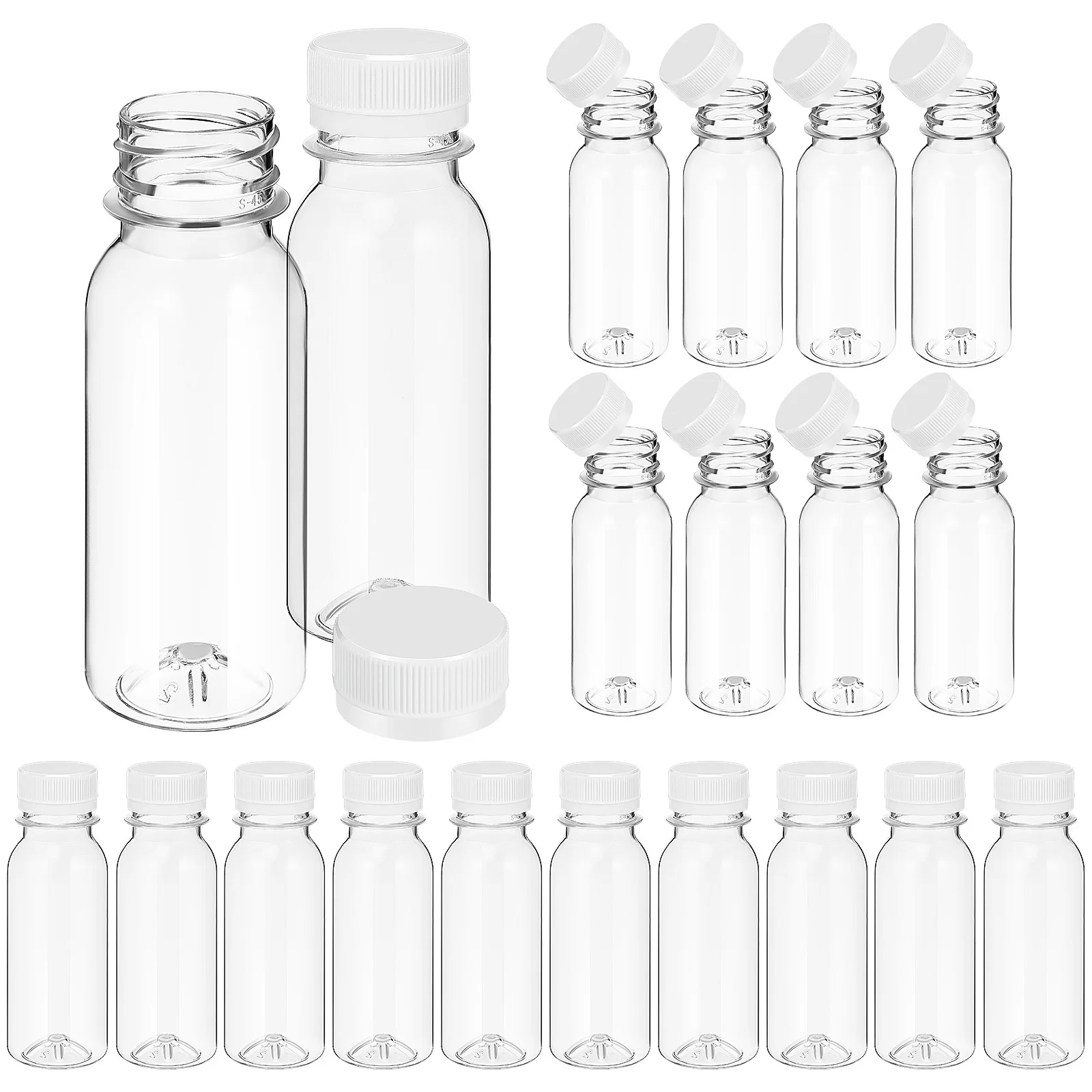

20pcs Empty Juice Bottles Reusable Small Milk Bottle Pet Transparent Leakproof For Cold Drinks Storage Wedding Party Sealing