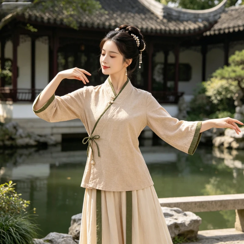 

New Ethnic Chinese Zen Style Garment Modern Modified Tang Costume Loose Summer Tea Ceremony Outfit Lightweight Breathable Top