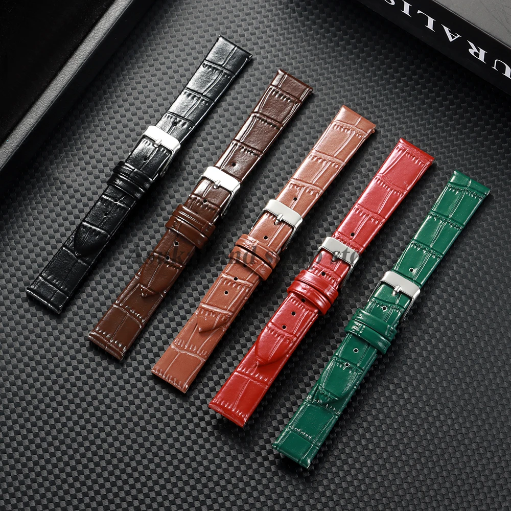 8mm 10mm 12mm 14mm 16mm Bamboo Joint Pattern Leather WatchBand for Seiko for Omega Bracelet Ultra-thin Universal Women Men Strap