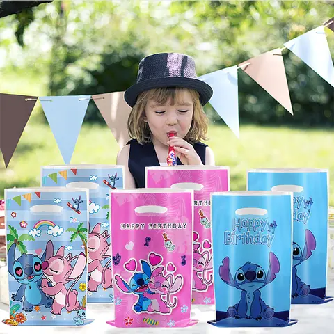 30 st. blårosa Stitch-festpresentpåsar med handtag Lilo & Stitch-tema festpresentpåsar babyshower-barnfödelsedagsfestdekorationer 8 best sales väskor på rea - №5