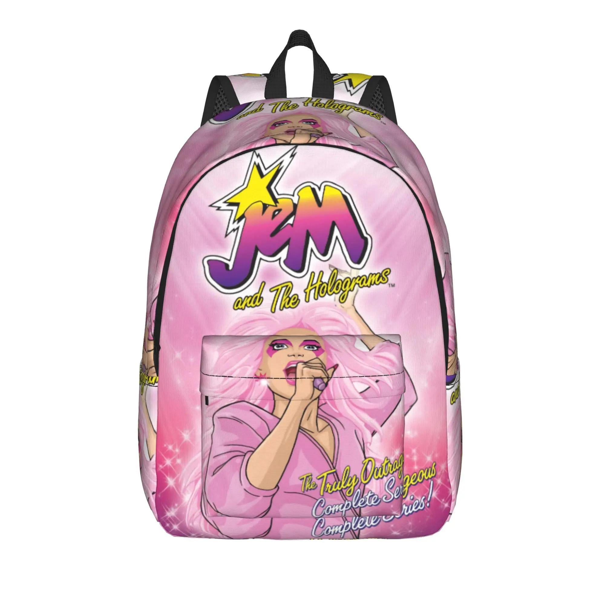 Jem And The Holograms Fashion Backpack Outdoor High School Work  Daypack for Men Women Laptop Canvas Bags