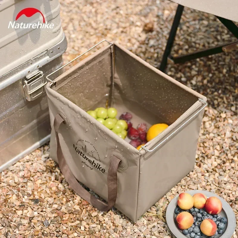 Naturehike Portable 20L PVC Waterproof Storage Bucket Drinks Fruits Picnic Fishing Camp Folding Water Bucket Use With IGT Table