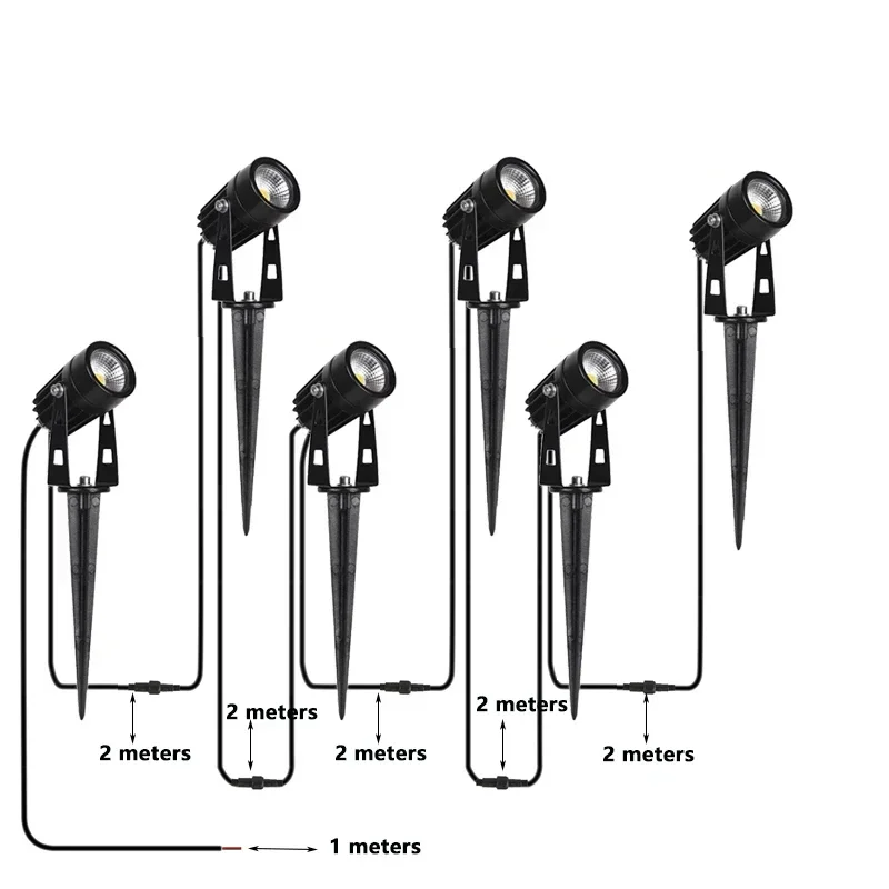 2 meter Waterdichte LED Tuinlamp 50 W Converteerbare Outdoor Veiligheid Spot Lamp 220 V tot 110 V 12 V 10 Trailers voor Gazon - afbeelding 2