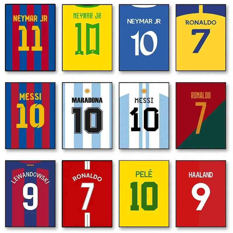 Famosa camiseta de leyenda de fútbol, carteles en lienzo, jugador atlético de fútbol, estrellas deportivas, imágenes artísticas de pared, decoración de la habitación del Bar del hogar