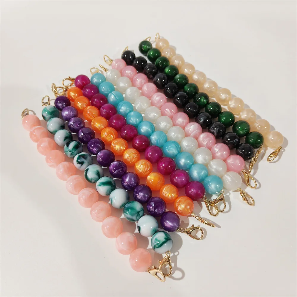 1 Pcs Pearl Many Candy Color Acrylic Resin Plastic Bag Handle Wholesale Handmade Diy Handbag Accessories Hanger Purse Handles