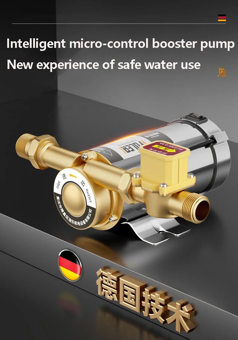 220V Fully Automatic Bathroom Booster Pump 280W Anti Water Pump Shower Faucet Pressure Controller Household Water Heater Cold Bo