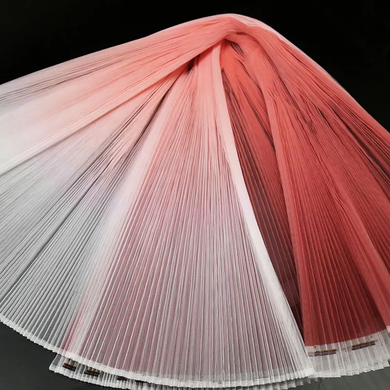 Accordion Pleated Stiff Mesh Fabric DIY Shape Handmade Fashion Designer Material Stage Background Fabrics 1m(Stretched Size)