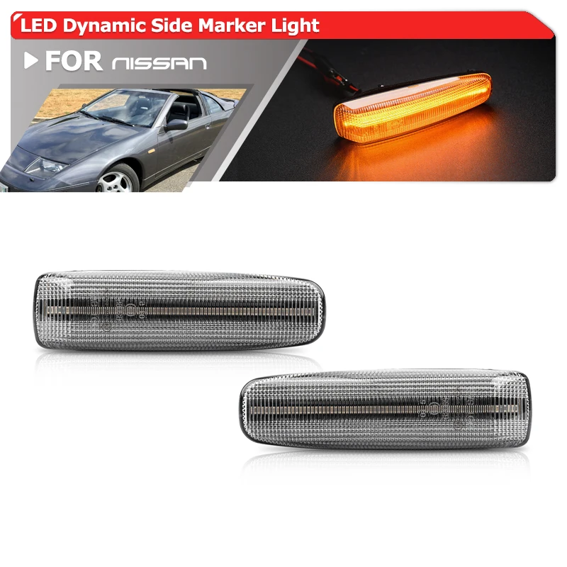 2x For Nissan 300ZX 1990-1996 Dynamic Flowing Led Side Marker Blinker Indicator Turn Signal Lamp OEM: 26100-RN850