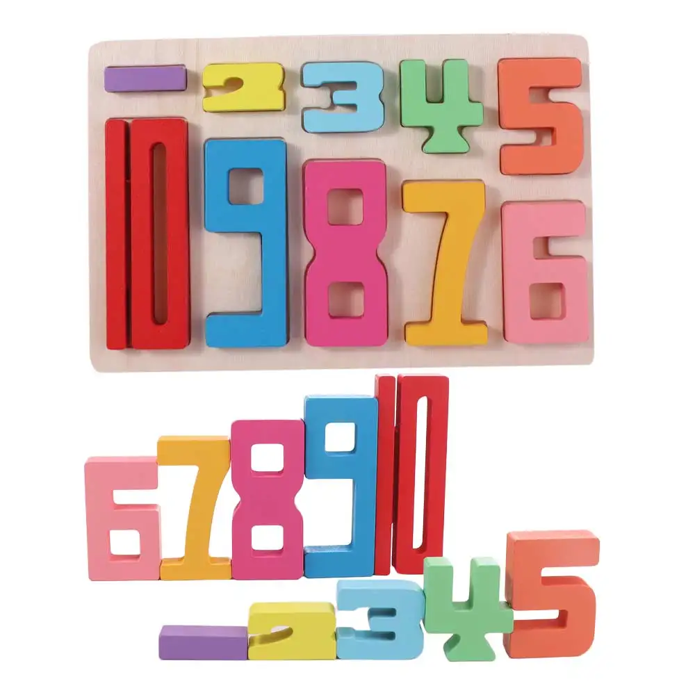 Wooden Digital Building Blocks Educational Large Particle 3D Digital Puzzle Balance Game Assembly Bricks Stacking Blocks