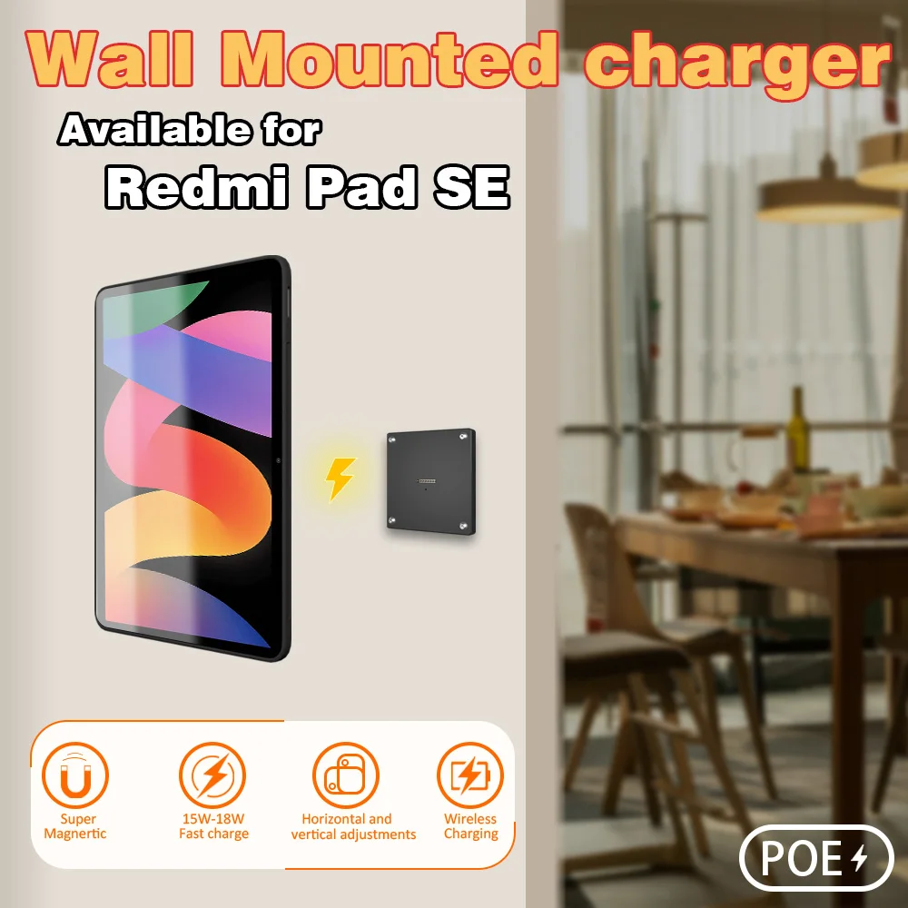 

POE Magnetic Wall Mount with Charging Case for redmi pad SE 11inch 18W Quick Charge Strong Magnets in-Wall