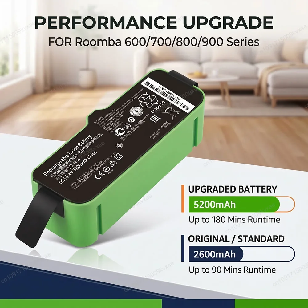 Rechargeable Li-Ion Pack for iRobot Roomba 981 965 895 860 695 671 14.4V 5600mAh High Capacity Robotic Sweeper Vacuum Cleaners