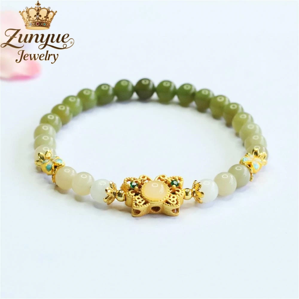 

Natural Hetian Jade Gradually Changing Clear Water Jade Bracelet Luxury Quality Fashion Jewelry Exquisite Elegant Charms Popular