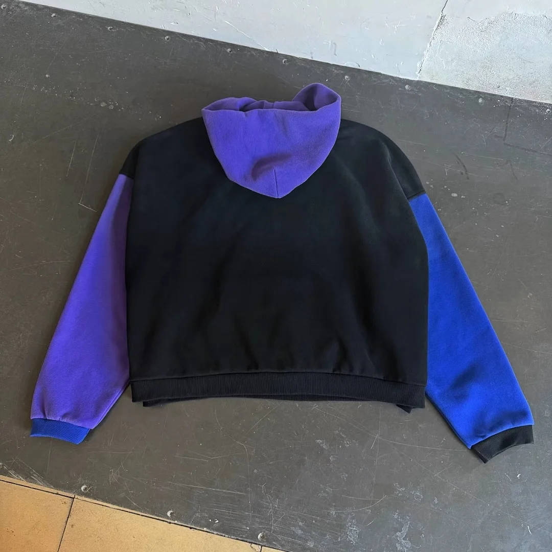 2026 Best Version Winter Aurora fleece Color Blocking Women Men Hooded Sweatshirt Hoodies Loose Fit Men Casual Cotton Hoodie