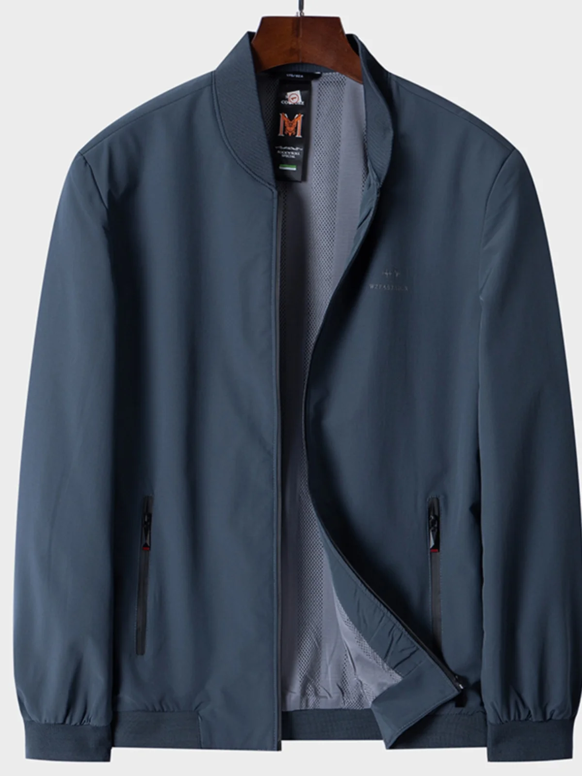 

Loose Fit Baseball Jaet Men's plus Size Casual Outerwear Spring Autumn Thin Polyester Faion Urban Sle Long Sve Zipper