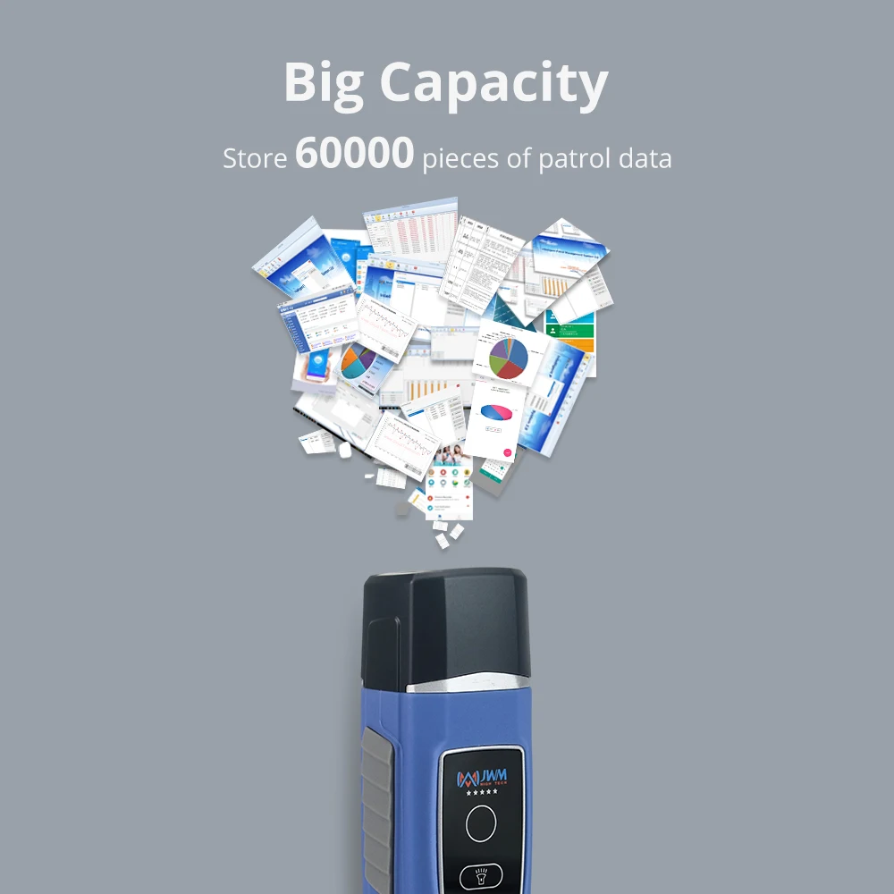 Durabilidad duradera, sistema de recorrido de guardia JWM RFID, lector de recorrido de guardia RFID con varita de patrulla de seguridad