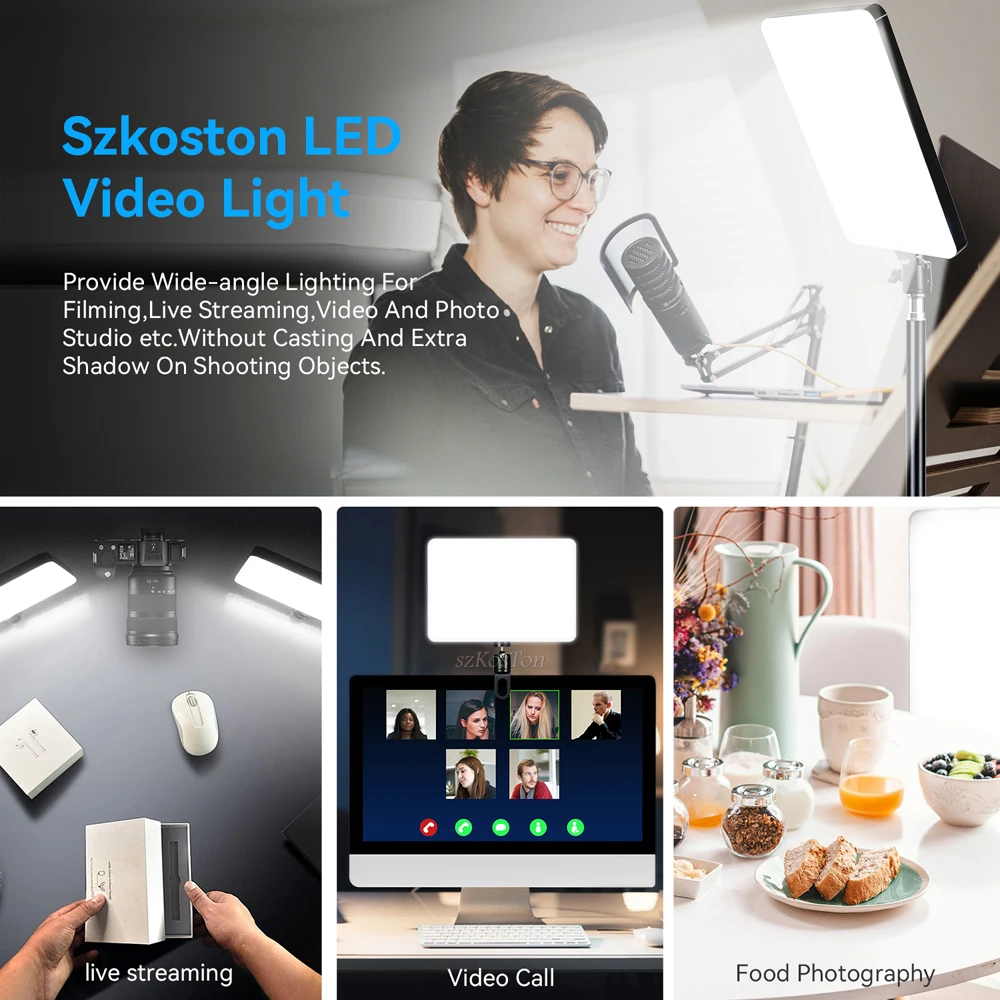 LED Video Light Dimmable Continuous Photography Lighting Kit with Tripod Stand for Photo Studio Desktop Filming Shooting YouTube