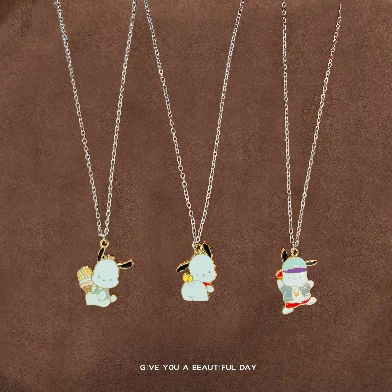 

Sanrio Pochacco Cartoon Alloyed Necklace Anime Action Figure Q Figural Anime Merchandise Decoration Cute Christmas Birthday Gift