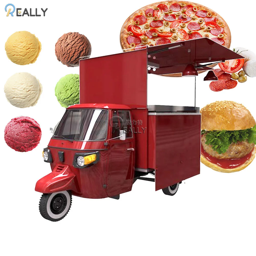 Electric Tricycle 3 Wheels Piaggio Ape For BBQ Ice Cream Hot Dog Tricycle Food Cart