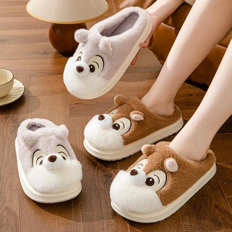 Casual Fluffy Slippers Women House Flats Fashion Cartoon Designer Shoes Girls Cute Home Plush Warm Winter Footwear Large Size - view 3