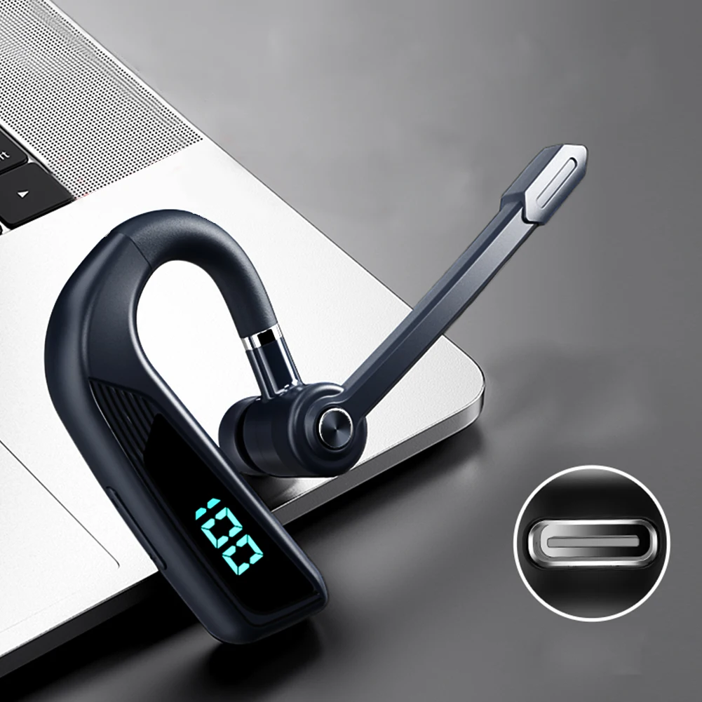 Bluetooth-Compatible 5.2+EDR Hands Free Headphone with Dual Noise Canceling Microphone Wireless Earpiece for All Smart Phones