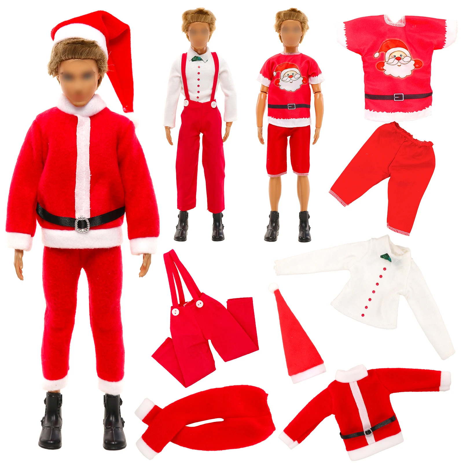 

Barwa 30cm Boy Doll Handmade 3 Christmas Clothes Set Pieces for 11.5 Inch Dolls Christmas Present Gift Kids 3-8 Years Old