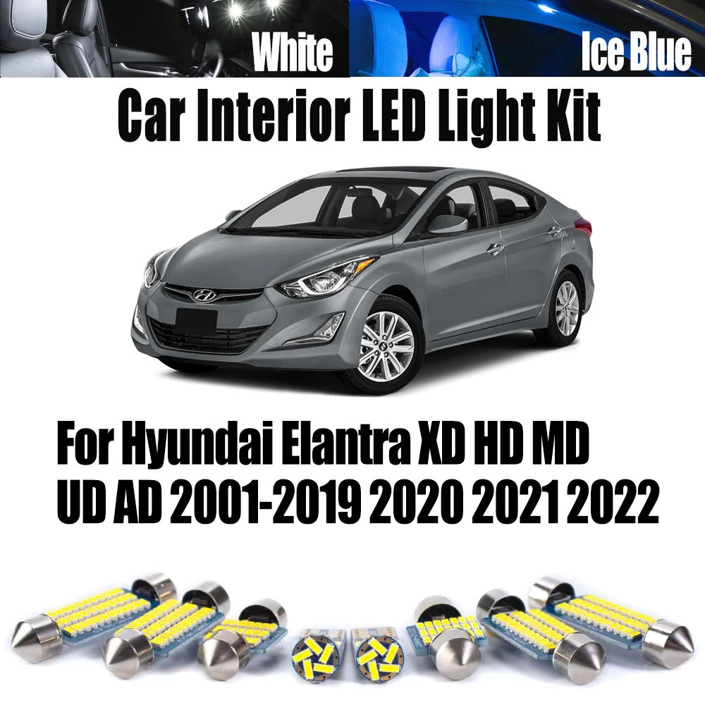

LED Interior Dome Map Light Kit For Hyundai Elantra XD HD MD UD AD 2001-2019 2020 2021 2022 Car Reading Bulbs Canbus Accessories