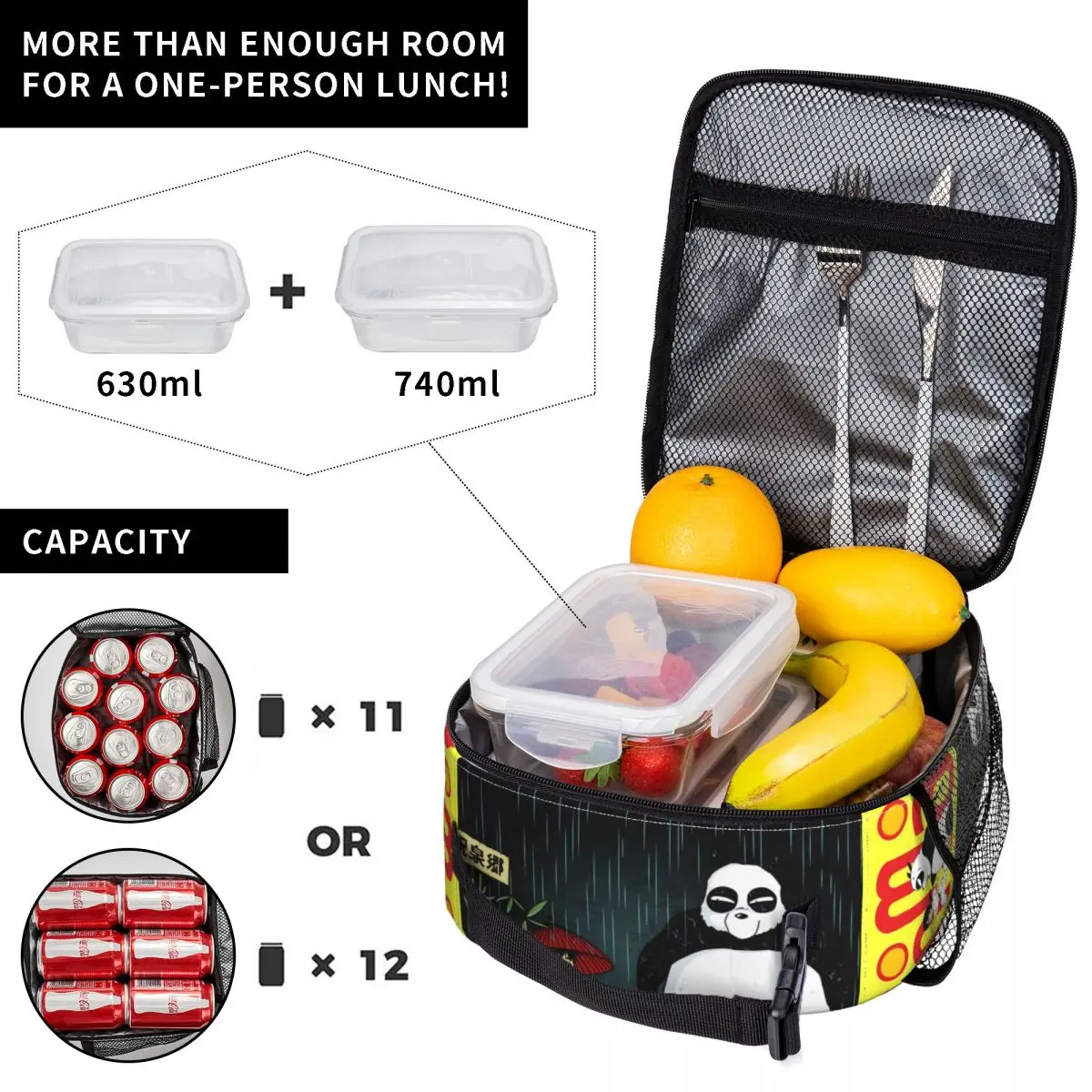 Ranma 12 1/2 Anime Insulated Lunch Bag Saotome Panda Storage Food Box Multifunction Thermal Cooler Bento Box School